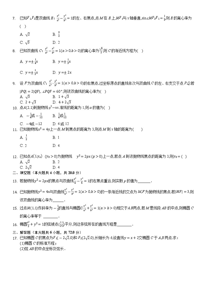 高中数学选择性必修第一册新人教A版— 圆锥曲线综合复习卷（含解析）02