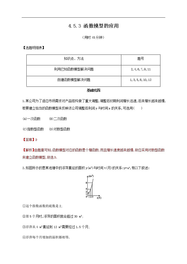 人教A版（2019年）必修一数学4.5 函数的应用（二）函数模型的应用 （课件、教案、学案、配套练习含解析）01