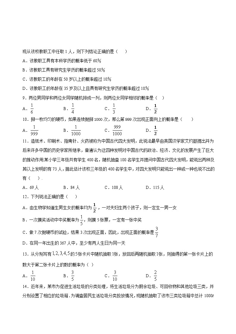 5.3.4 频率与概率-2020-2021学年高一数学课时同步练（新人教B版必修第二册）03