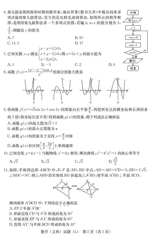 2019届湖南省高三六校联考试题（4月）数学（文） PDF版02