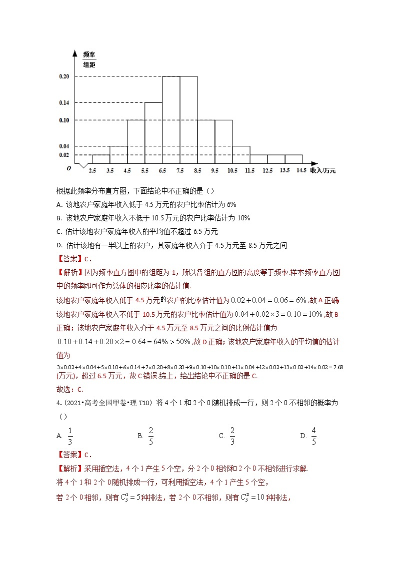 2021年高考数学真题及模拟题分类汇编 专题14：概率与统计（含答案解析）第2页