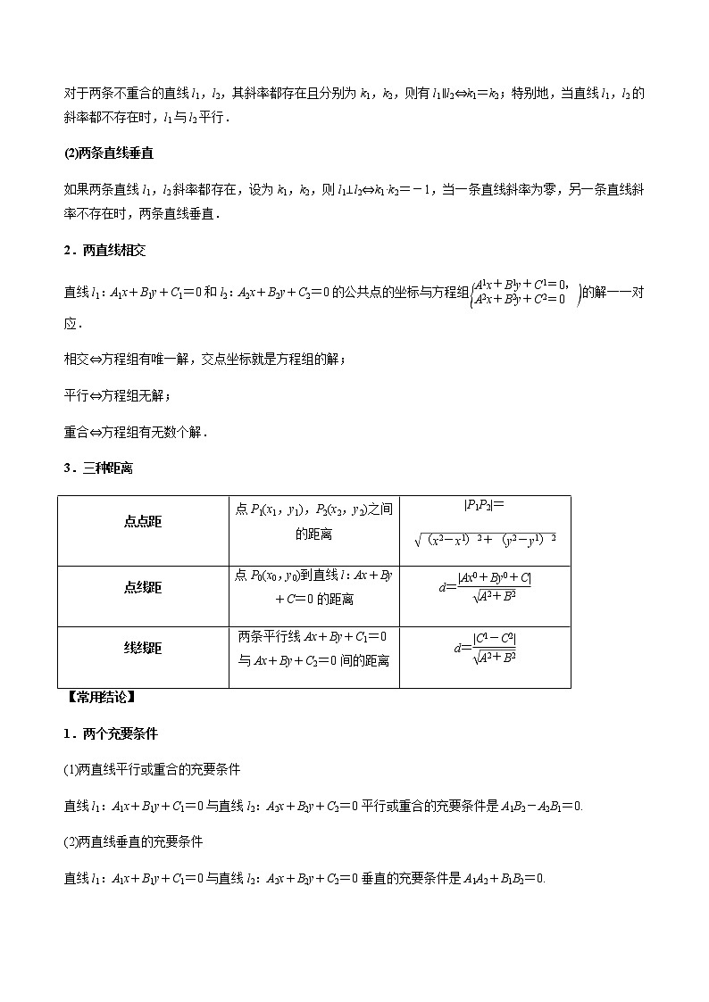 2021年高考理科数学一轮复习：专题9.2 两直线的位置关系 题型全归纳与高效训练突破02