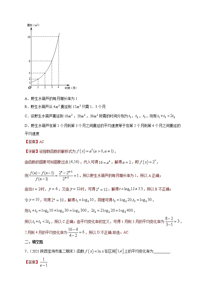 【新教材精创】6.1.1 函数的平均变化率    -B提高练03