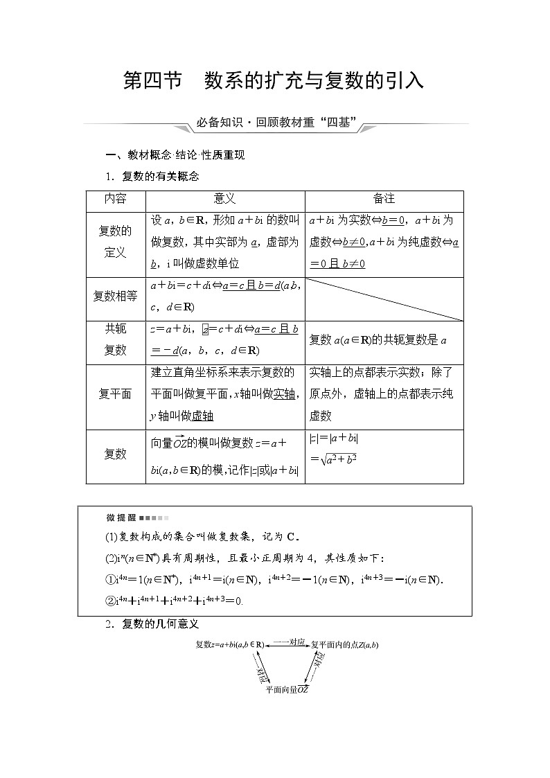 第5章 第4节　数系的扩充与复数的引入-2022届高三数学一轮复习讲义（新高考）教案第1页