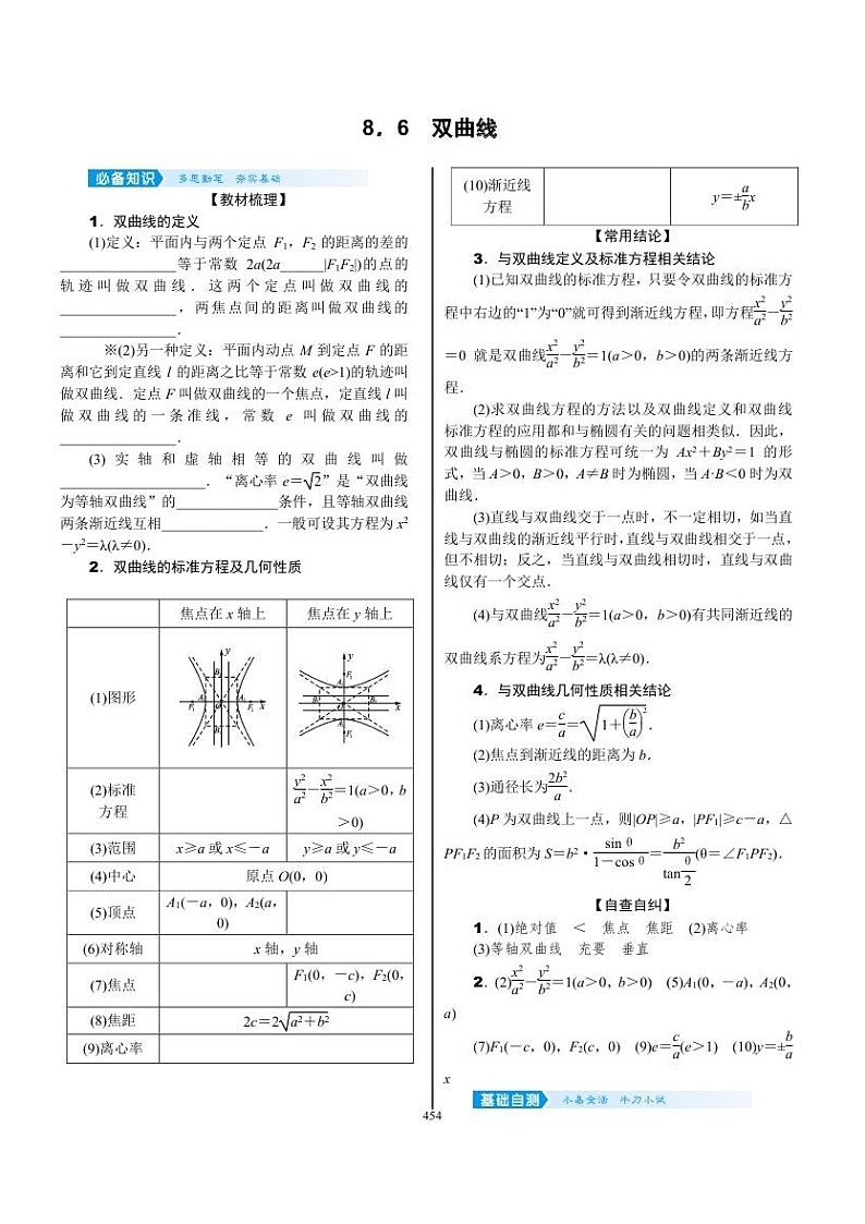 2022年新高考数学一轮复习考点练：8.6《双曲线》 (含答案详解)教案01