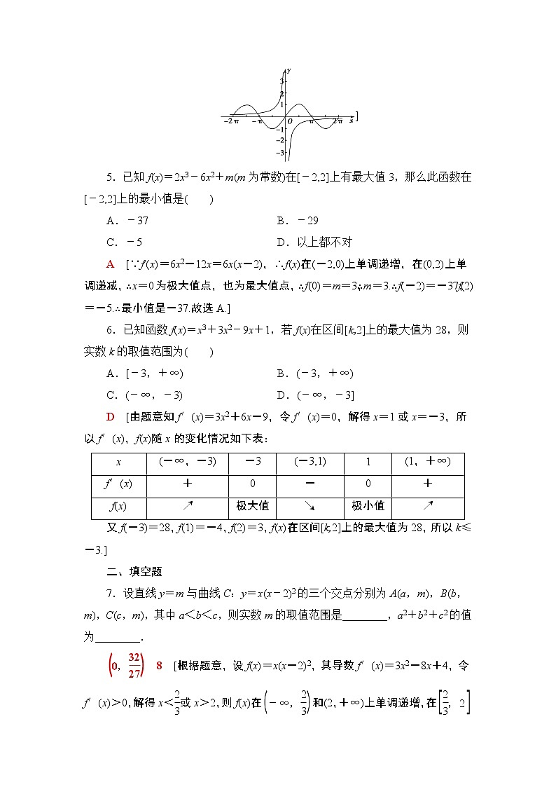 2022版新高考数学一轮总复习课后集训：20+利用导数解决函数的极值、最值问题+Word版含解析03