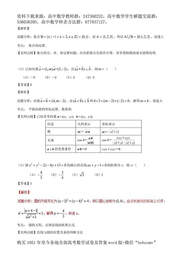 1951至今的高考数学试卷及答案合集02