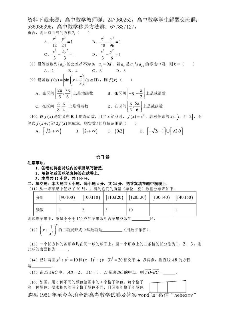 1951至今的高考数学试卷及答案合集02