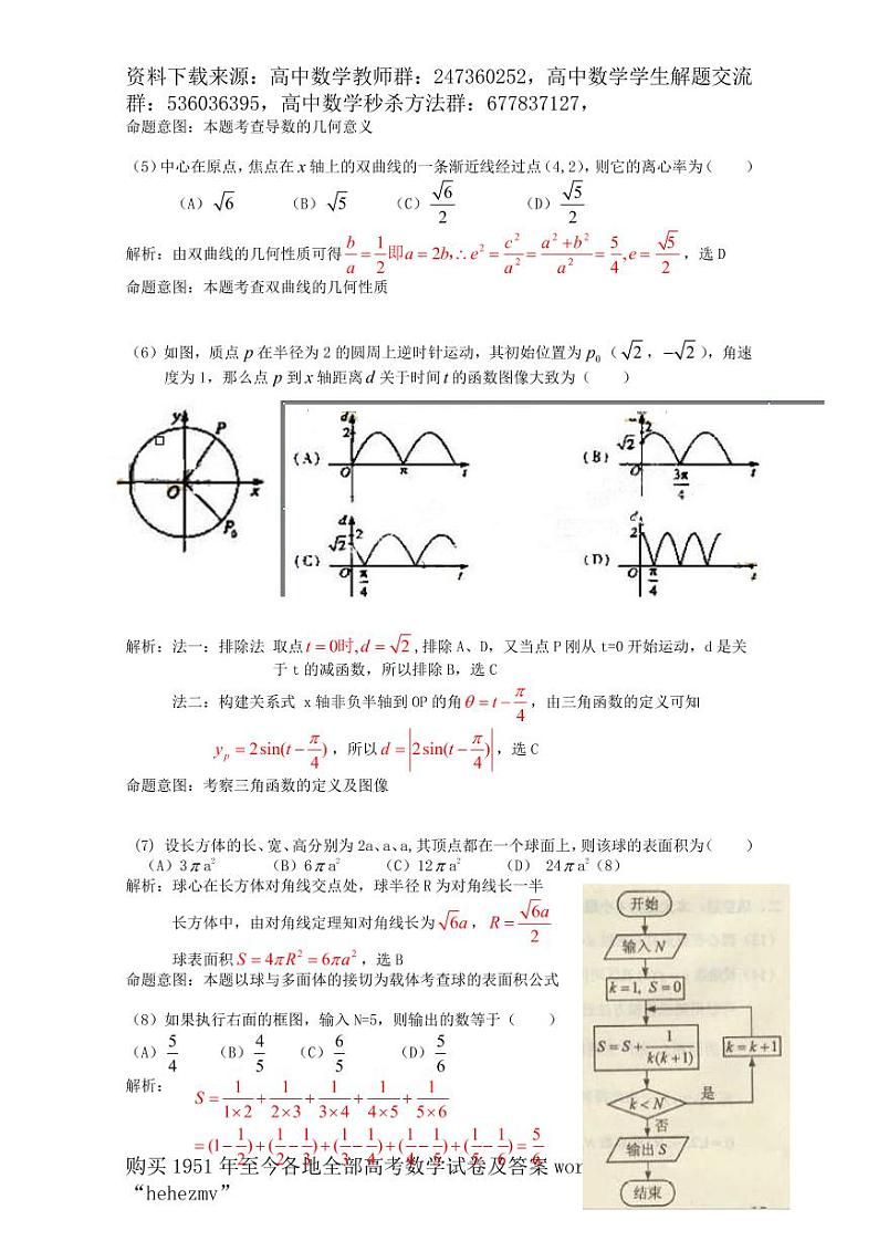 1951至今的高考数学试卷及答案合集02