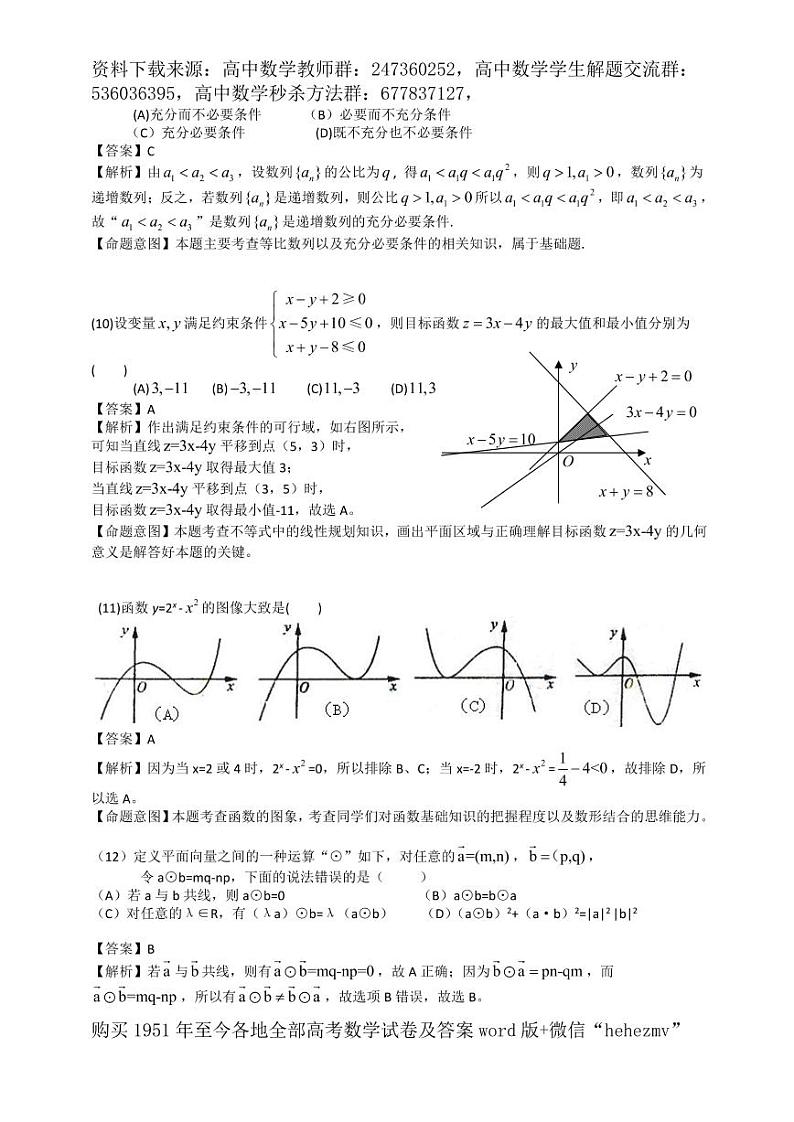 1951至今的高考数学试卷及答案合集03