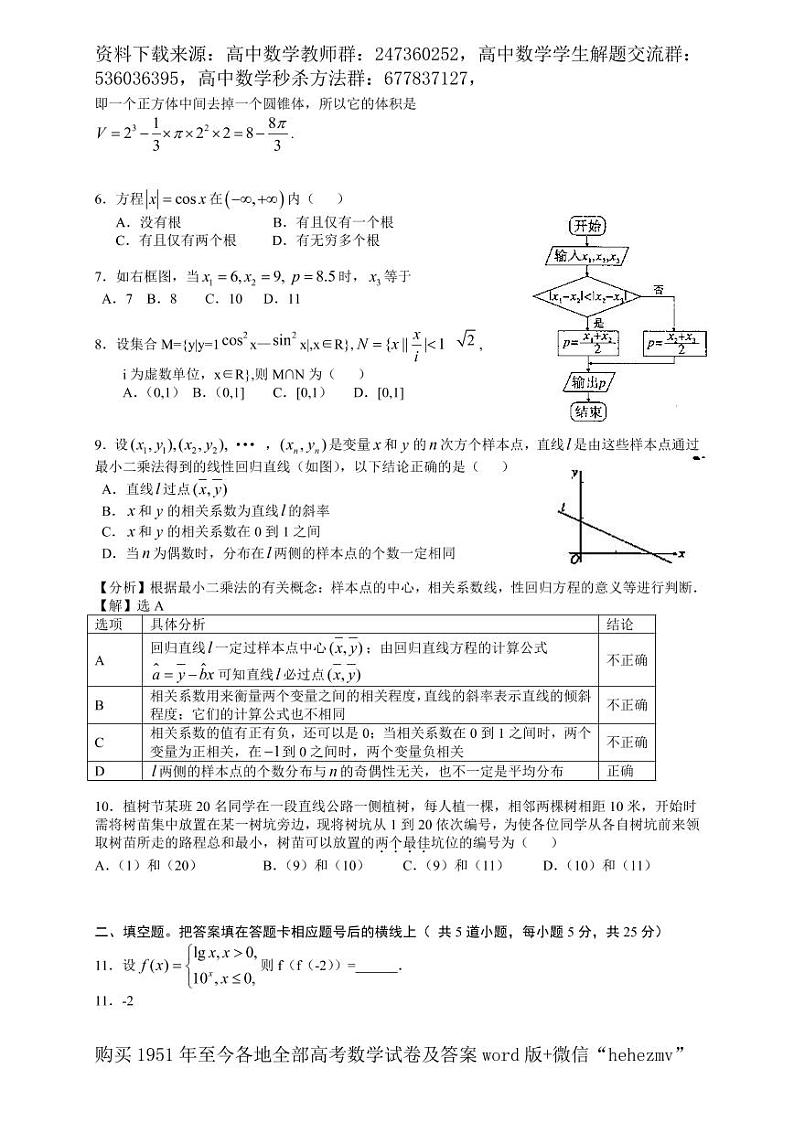 1951至今的高考数学试卷及答案合集02