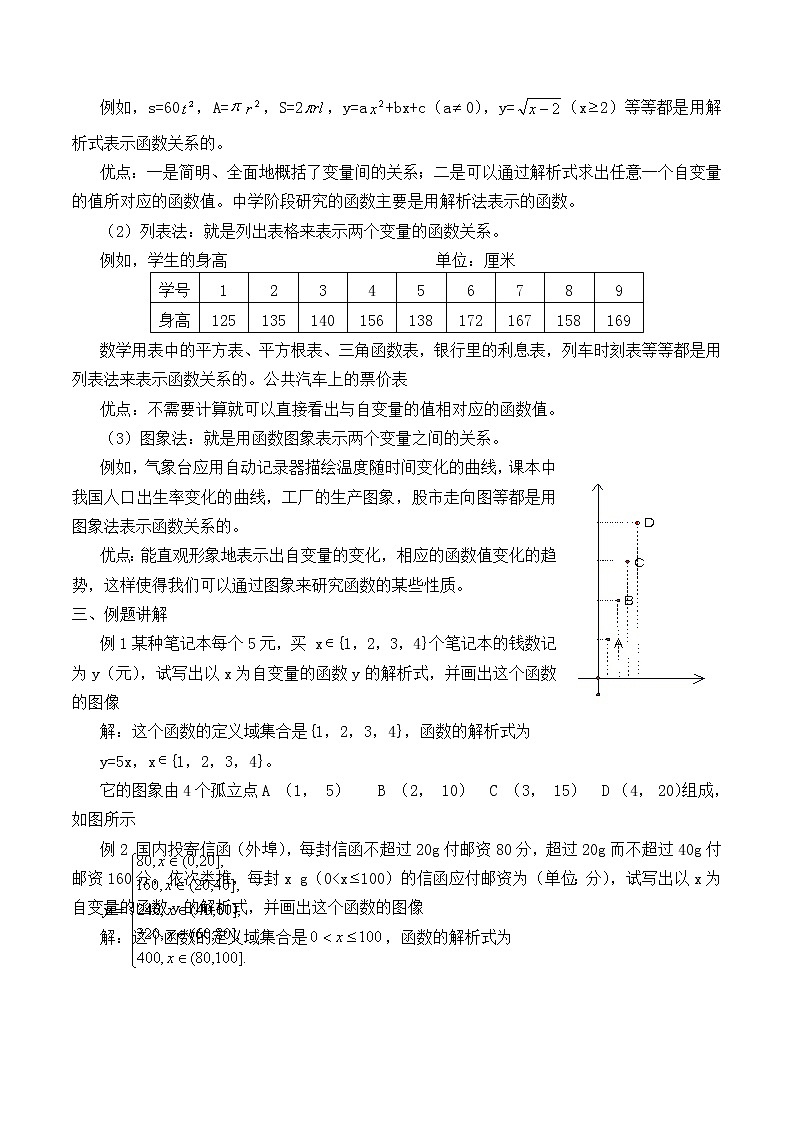 苏教版高中数学必修一2.1.2 函数的表示方法_1（教案）第2页
