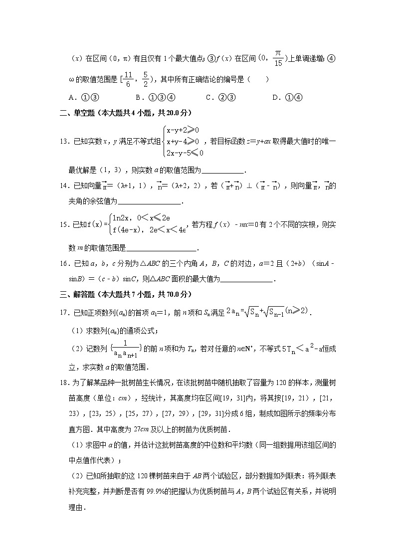 2021年安徽省阜阳市太和中学高考数学押题试卷（文科）第3页