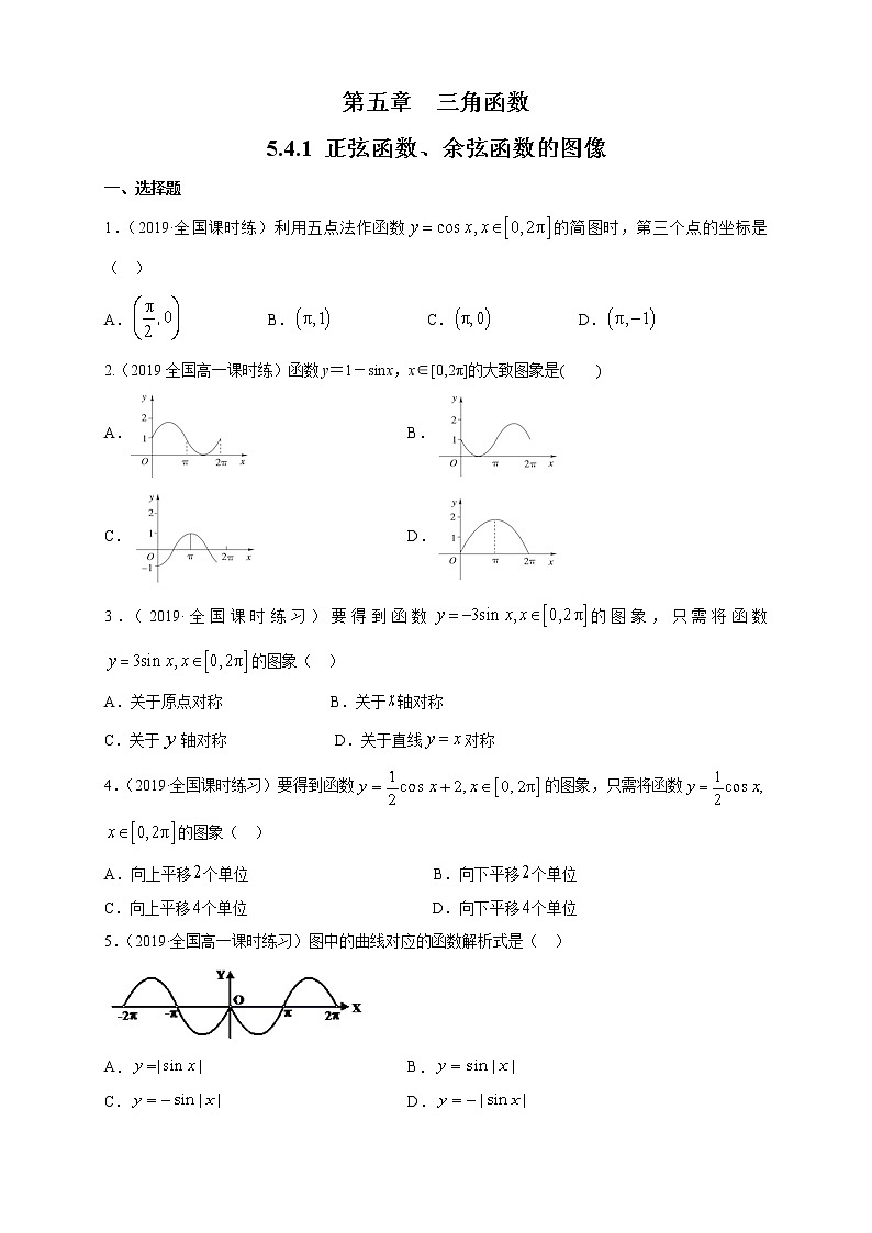 2021年高中数学人教版必修第一册：5.4.1《正弦函数、余弦函数的图像 》同步练习(1)（原卷版）01