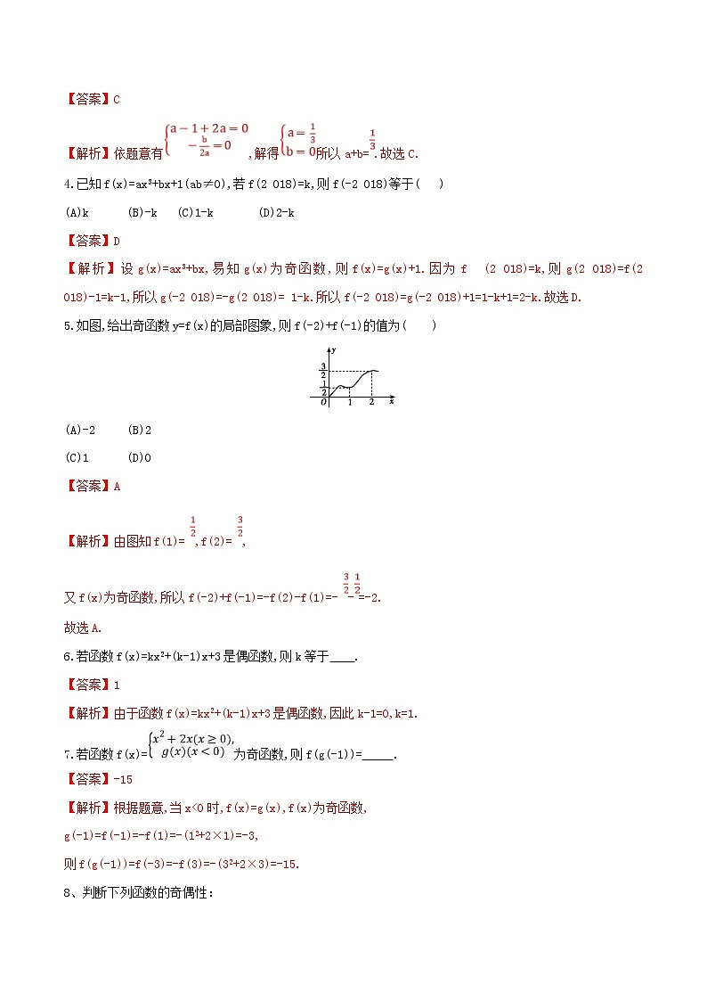 2021年高中数学人教版必修第一册：3.2.2《奇偶性》同步练习(2)(含答案详解)第2页