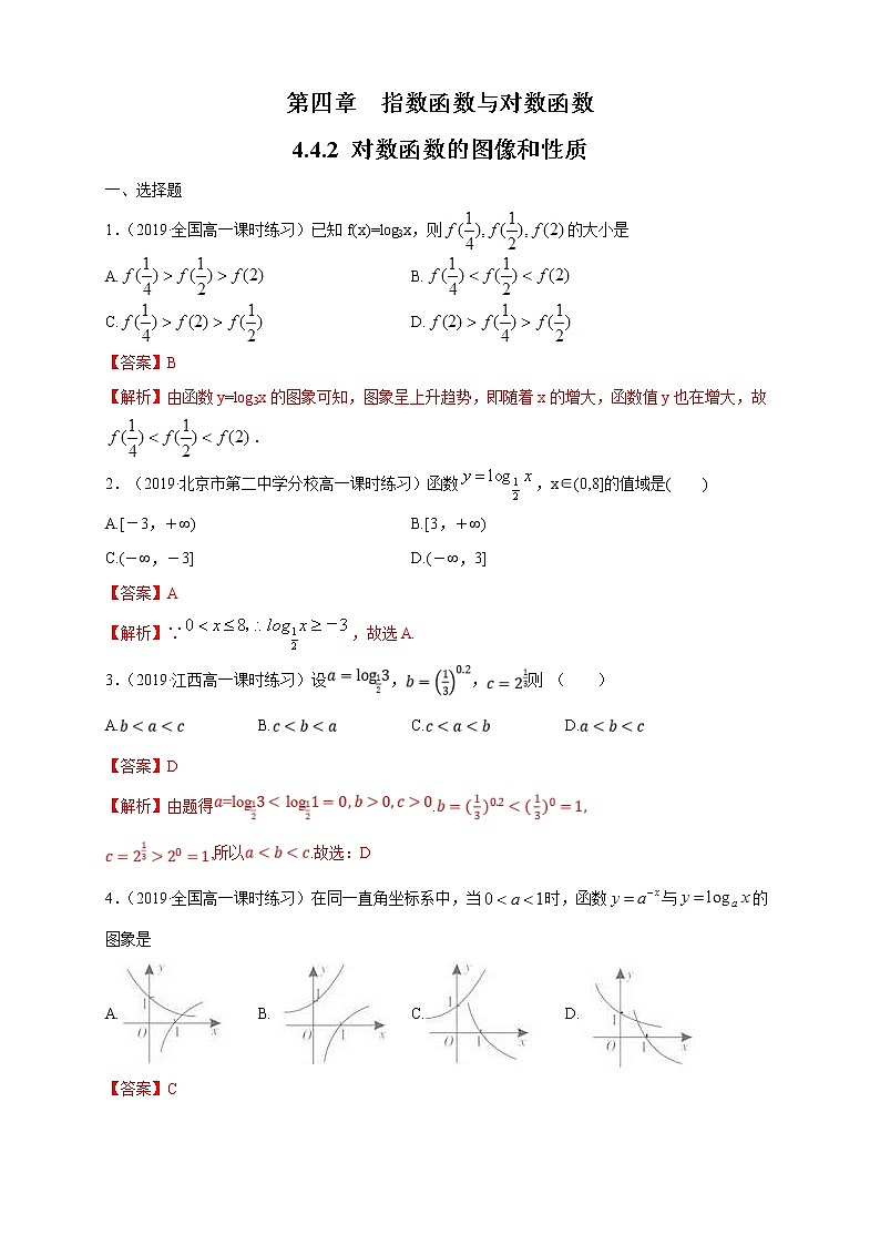 2021年高中数学人教版必修第一册：4.4.2《对数函数的图像和性质》同步练习(1)(含答案详解)01