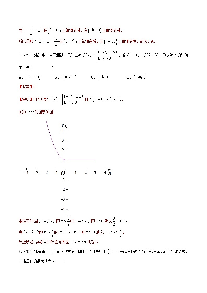 2021年高中数学人教版必修第一册：第三章《函数概念与性质（章末测试）（解析版）03
