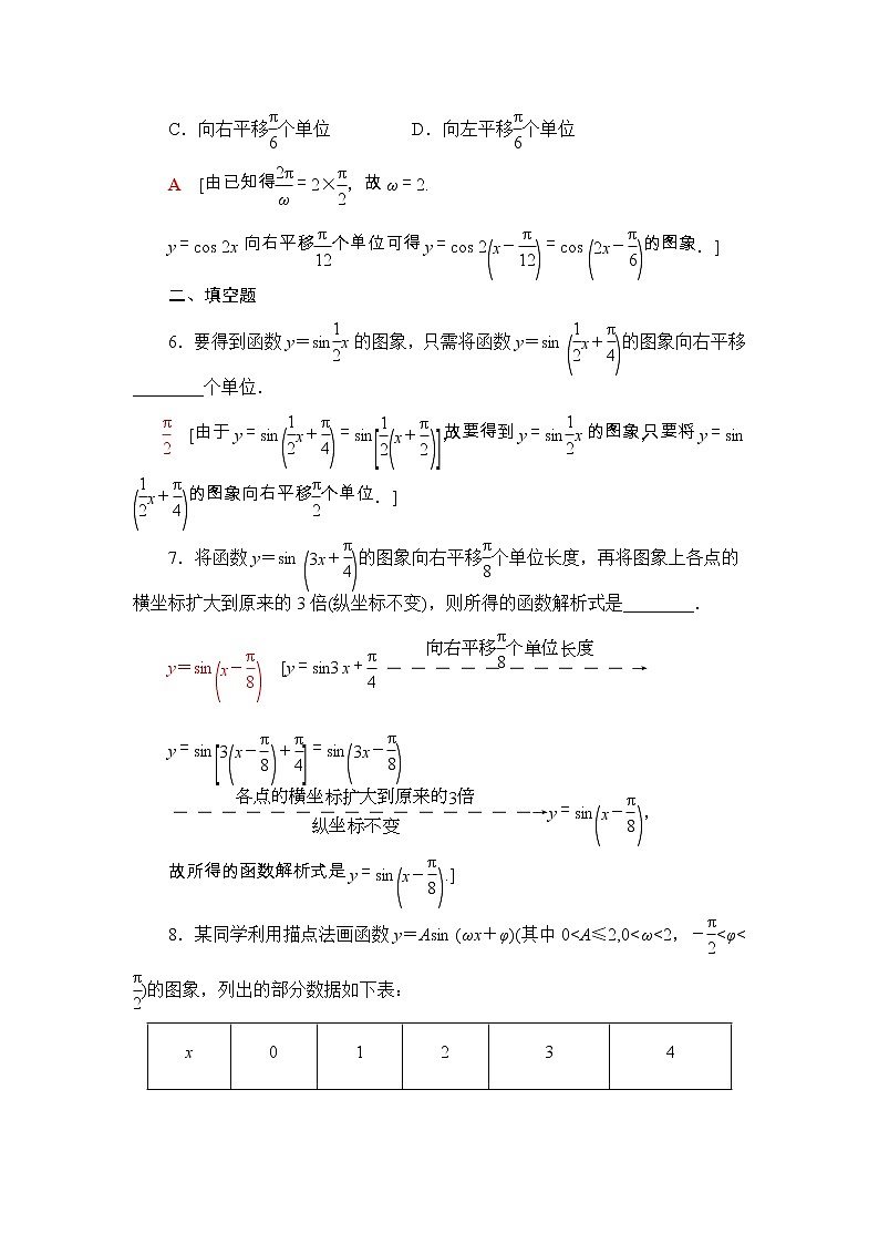 2021年人教版高中数学必修第一册课时同步练习50《函数y＝Asin(ωx＋φ)的图象》(含答案详解)03