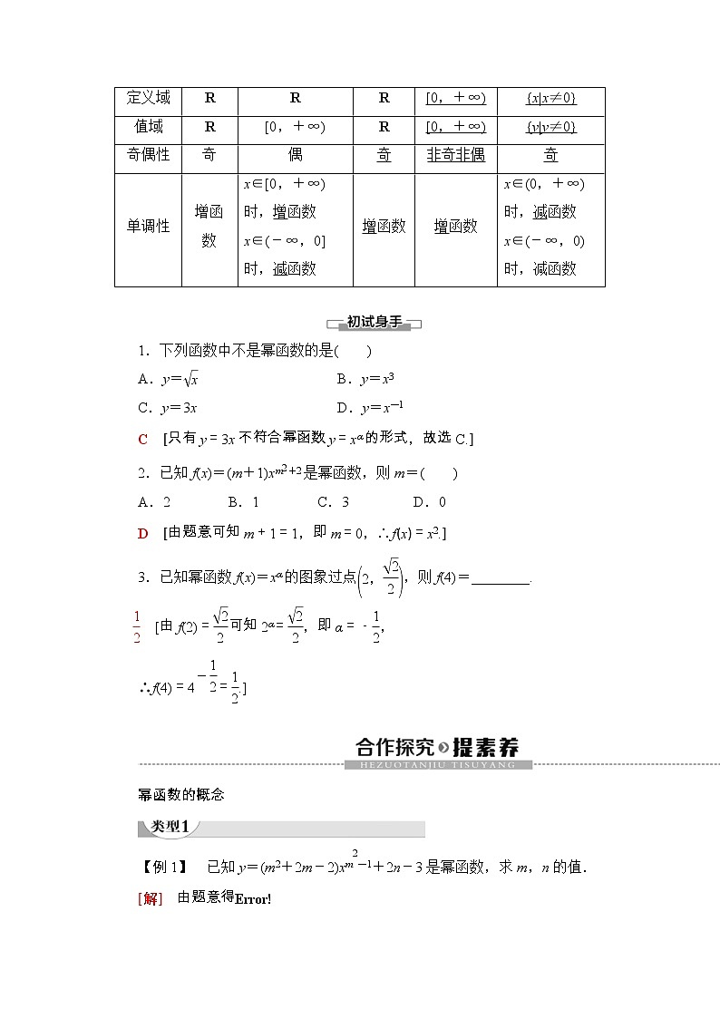 2021年人教版高中数学必修第一册随堂练习：第3章《3.3幂函数》(含答案详解)第2页