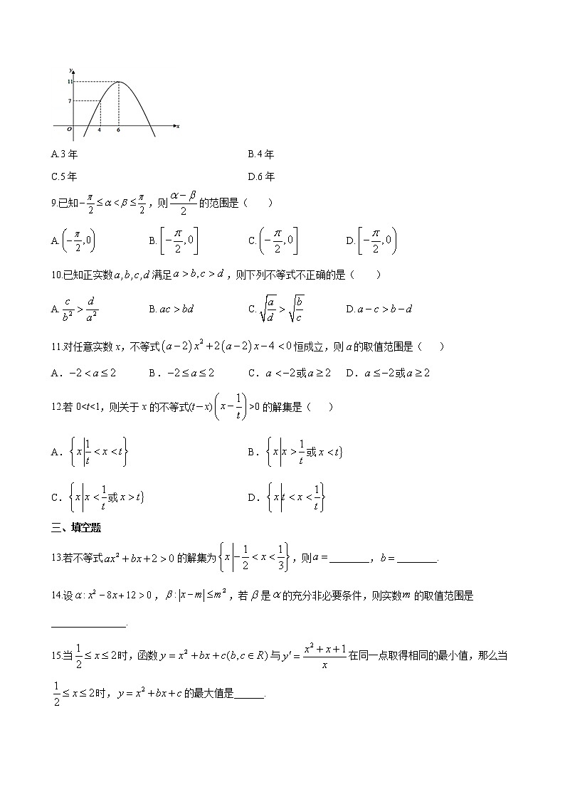 第二章 一元二次函数、方程和不等式单元检测试卷（人教A版2019必修第一册）02