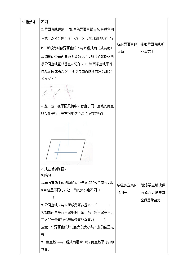 2021年人教版高中数学必修第二册：《8.6.1直线与直线垂直》教案02