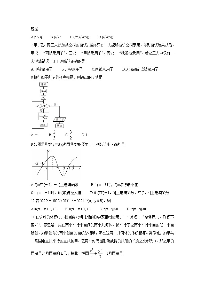黑龙江省大庆市肇州县2021届高三下学期二校联考+数学（文）+Word版含答案练习题第2页