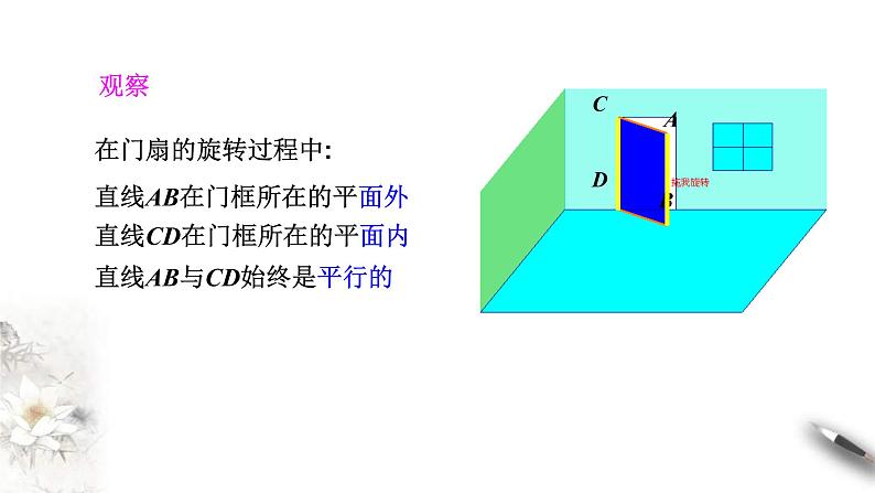 人教版高中数学必修第二册8.5.2《直线与平面平行（第1课时）直线与平面平行的判断》课件(共15张) (含答案)04