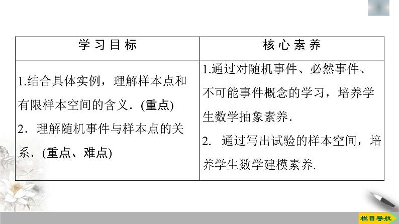 人教版高中数学必修第二册第10章习题课件10.1.1《有限样本空间与随机事件》(含答案)02