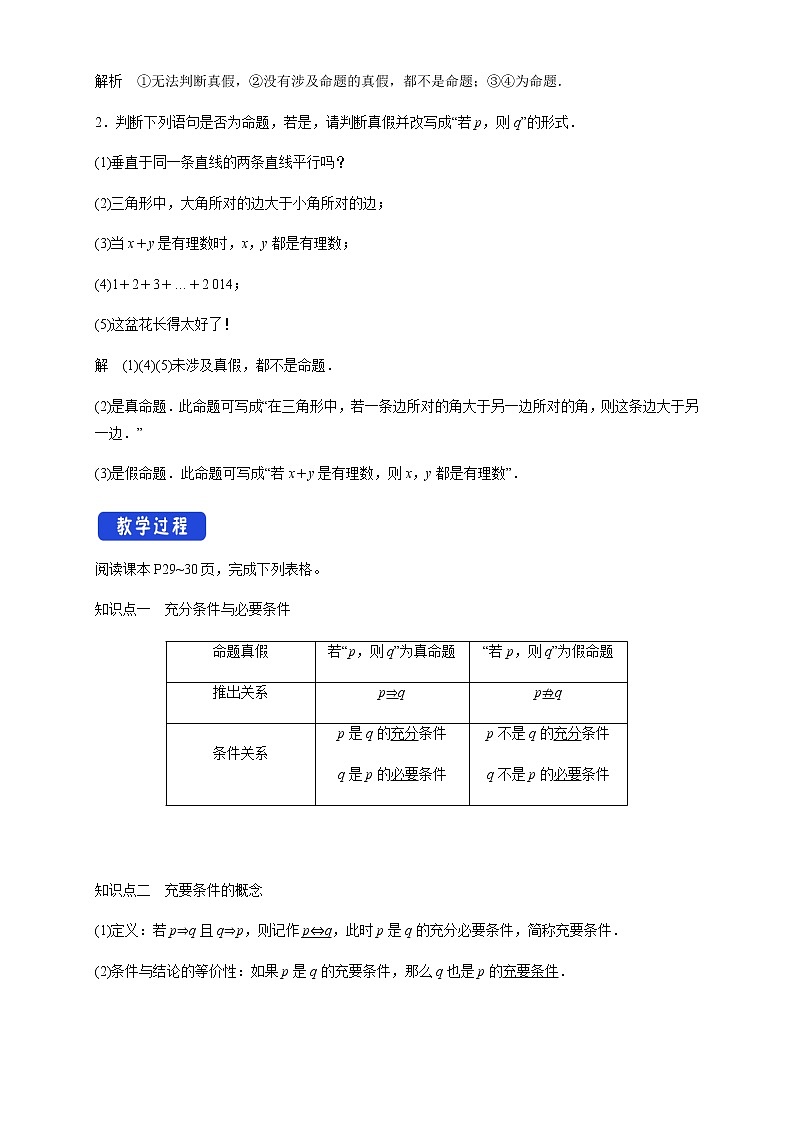 2.2 充分条件、必要条件、充要条件 教学设计第2页