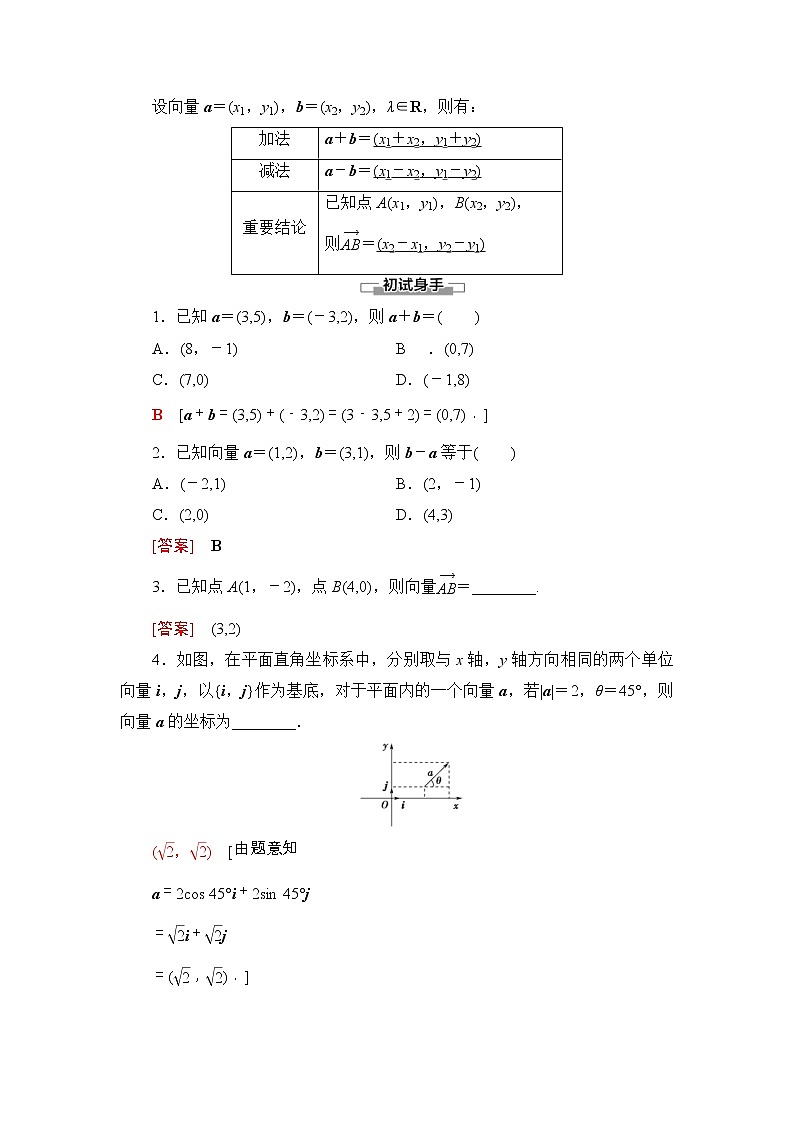 人教版高中数学必修第二册同步讲解第6章《6.3.2-6.3.3平面向量的正交分解及坐标表示》(含解析)学案02