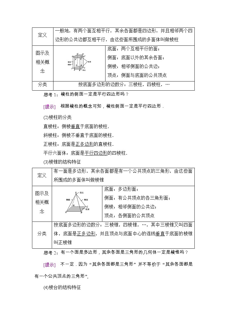 人教版高中数学必修第二册同步讲解第8章《8.1第1课时棱柱、棱锥、棱台的结构特征》(含解析)学案02