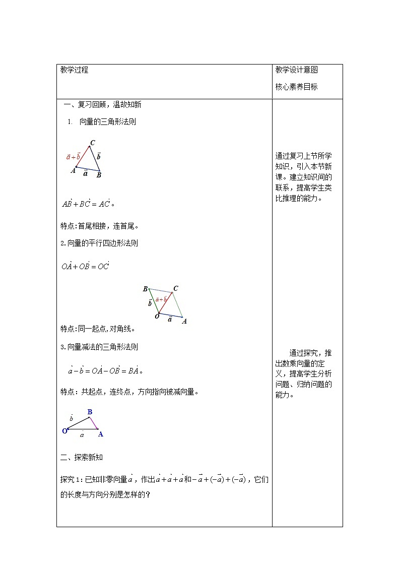 6.2.3 向量的数乘运算 教案-人教A版高中数学必修第二册02