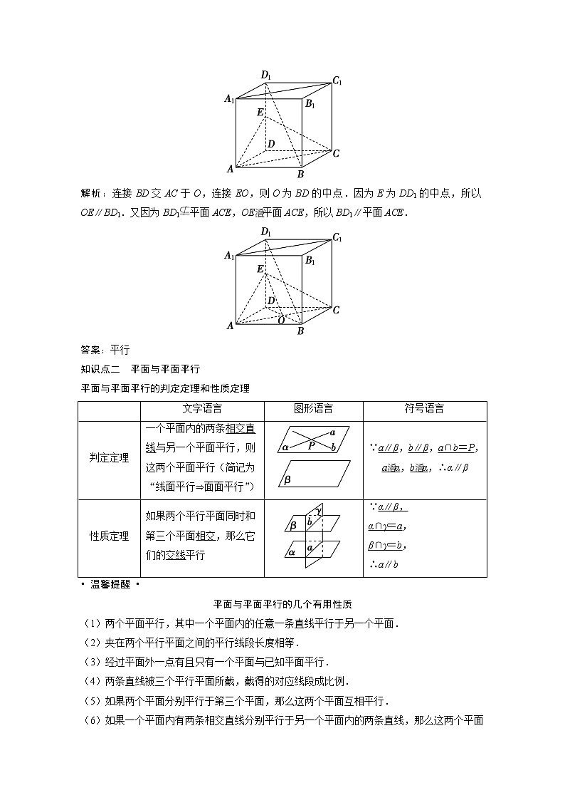 2022届高考数学一轮复习第七章立体几何7.4直线平面平行的判定及其性质学案理含解析北师大版02