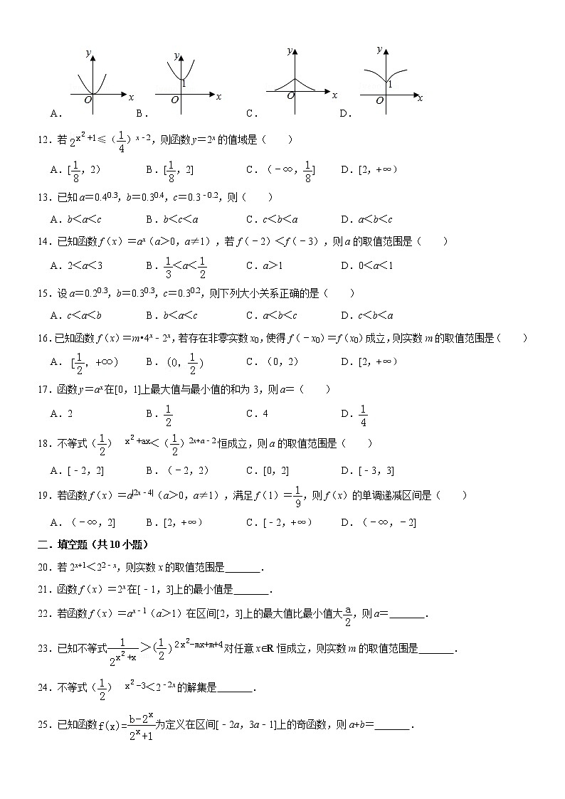 高一 数学必修一（十七）指数函数2练习题02