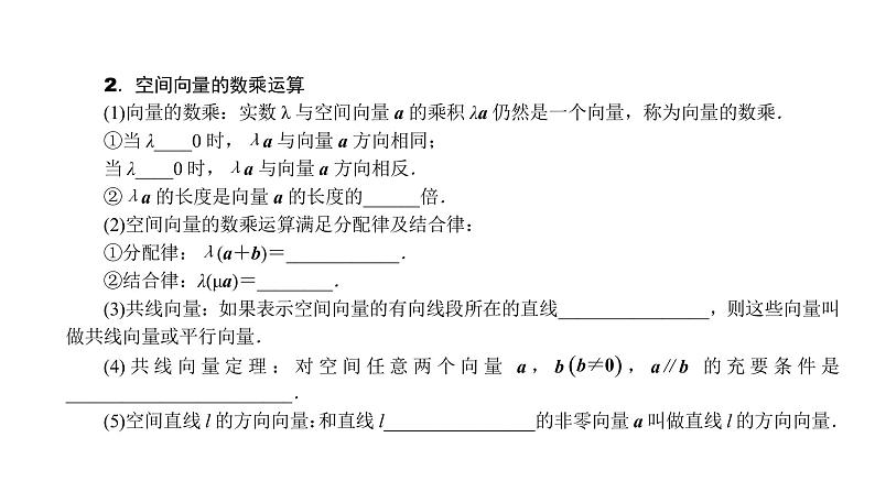 2022届新高考一轮复习人教B版 7.5 空间直角坐标系、空间向量及其运算 课件（54张）第2页