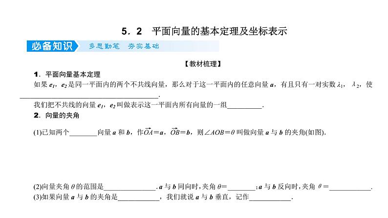 2022届新高考一轮复习人教B版 5.2 平面向量的基本定理及坐标表示 课件（32张）01