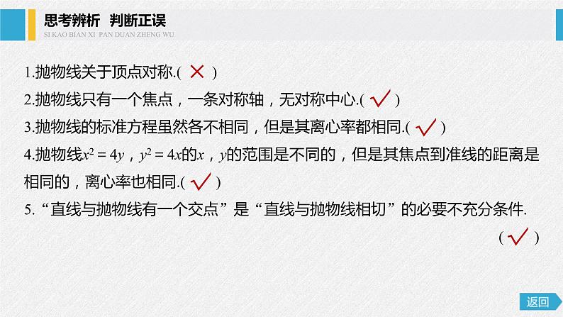 2021年人教版高中数学选择性必修第一册第3章习题课件：《3.3.2第1课时抛物线的简单几何性质》(含答案)08
