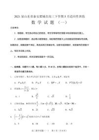 2021届山东省泰安肥城市高三下学期5月适应性训练数学试题（一） PDF版