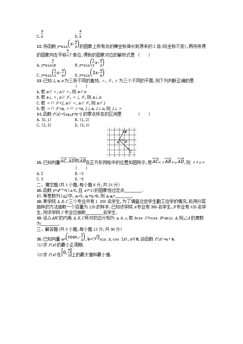 广东省普通高中2021年高中数学学业水平考试模拟测试题五含解析02
