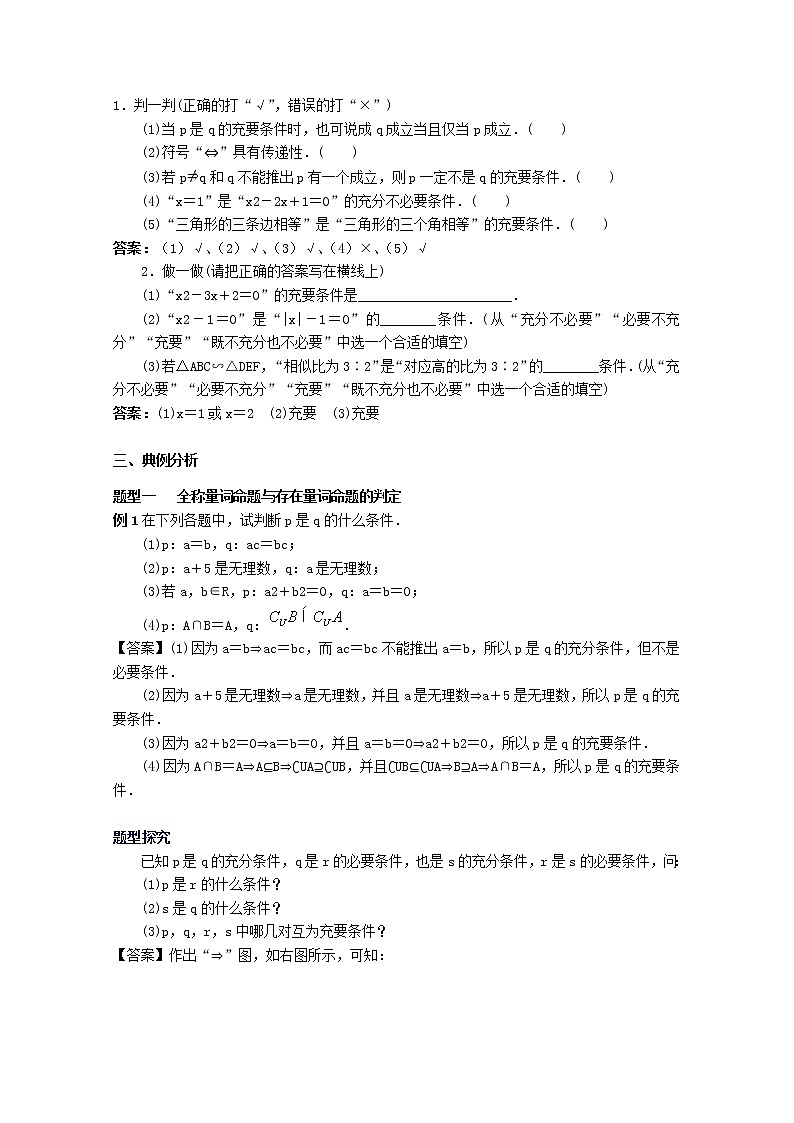 2022届高中数学新人教A版必修第一册 1.4.2 充要条件 教案02