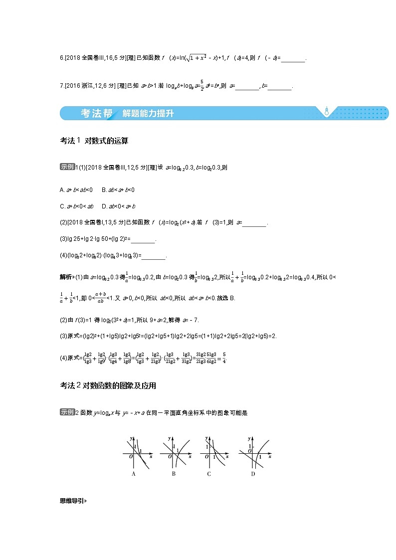 2021届高中数学一轮复习人教A版（理）第二章第五讲对数与对数函数学案第2页