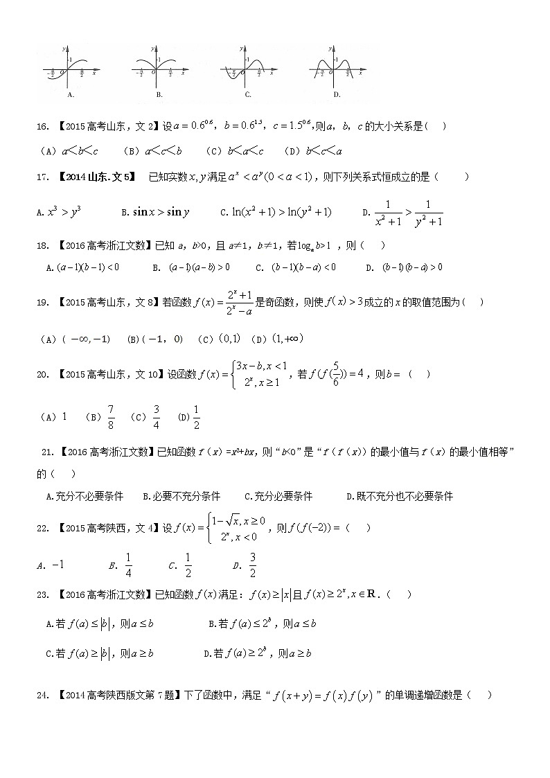 高三一轮复习 文科高考函数精选3（2014-2016高考文科数学真题）第3页