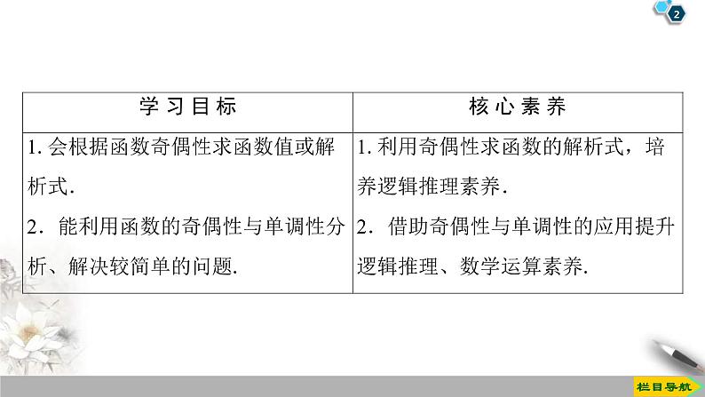 2021年人教版高中数学必修第一册课件：第3章3.2.2《第2课时奇偶性的应用》(含答案)第2页