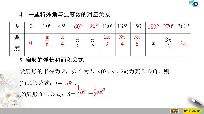 2021年人教版高中数学必修第一册课件：第5章5.1.2《弧度制》(含答案)08