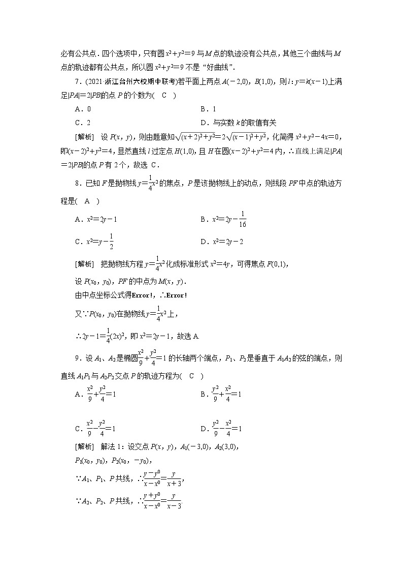 高考数学一轮复习练习案56第八章解析几何第八讲曲线与方程含解析新人教版第3页