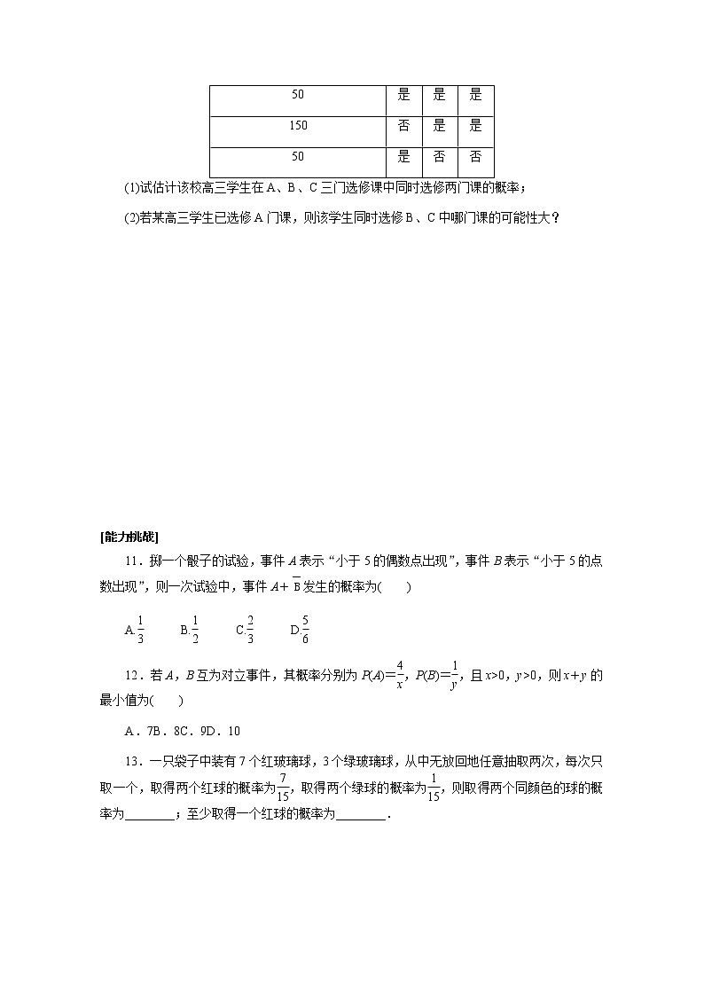 高考数学一轮复习第十章10.4随机事件的概率课时作业理含解析 练习03
