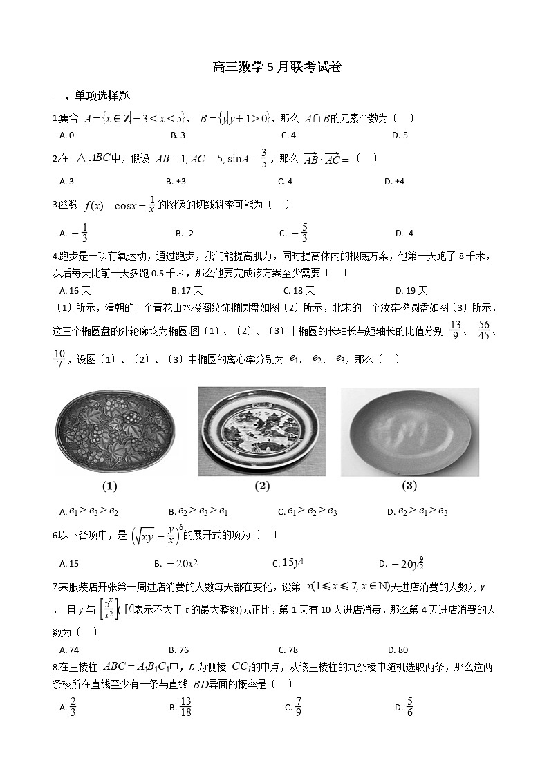 2021届山东省高三数学5月联考试卷及答案第1页