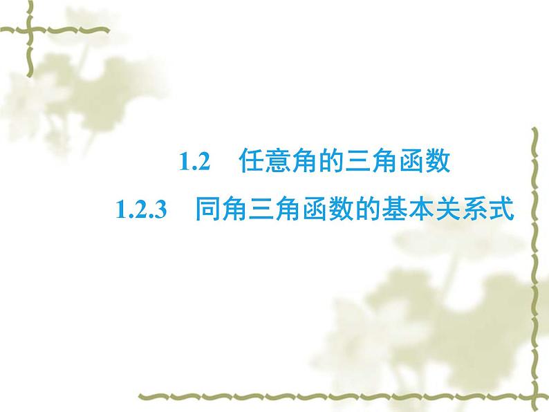 高中数学人教B版必修4 1.2.3 同角三角函数的基本关系式 课件（49张）02