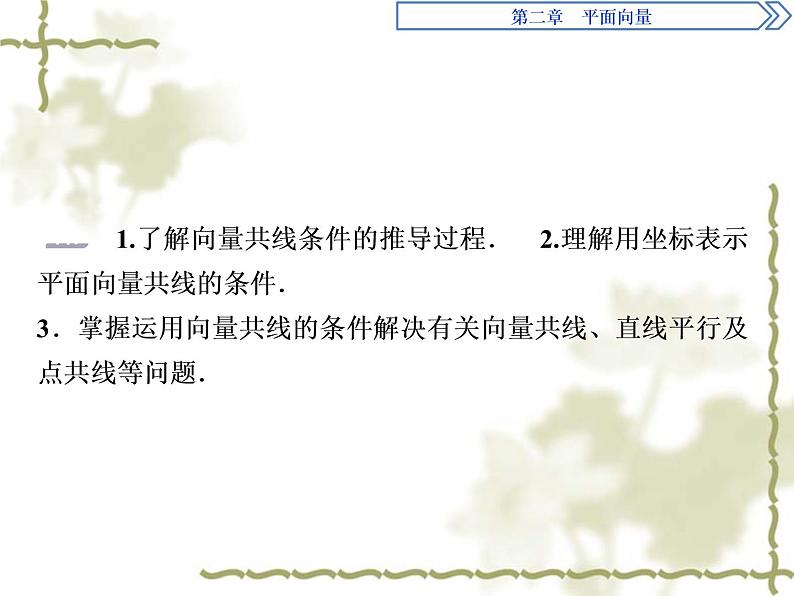 高中数学人教B版必修4 2.2.3用平面向量坐标表示向量共线条件 课件（30张）02