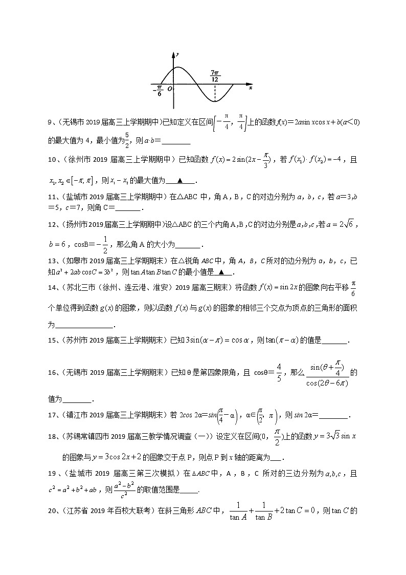 江苏省2020届高三数学一轮复习典型题专题训练：三角函数（含解析）学案第2页